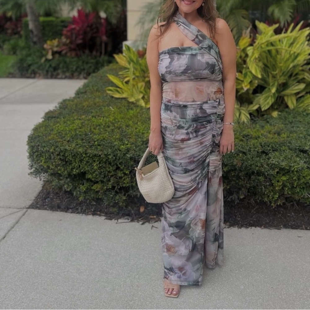 Abercrombie & Fitch Floral One-Shoulder Maxi Dress